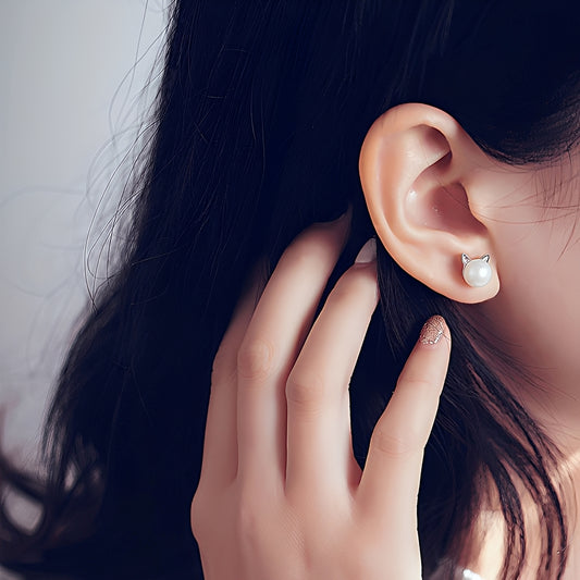 Nori – Boucles d'Oreilles Chatons et Perles en Argent