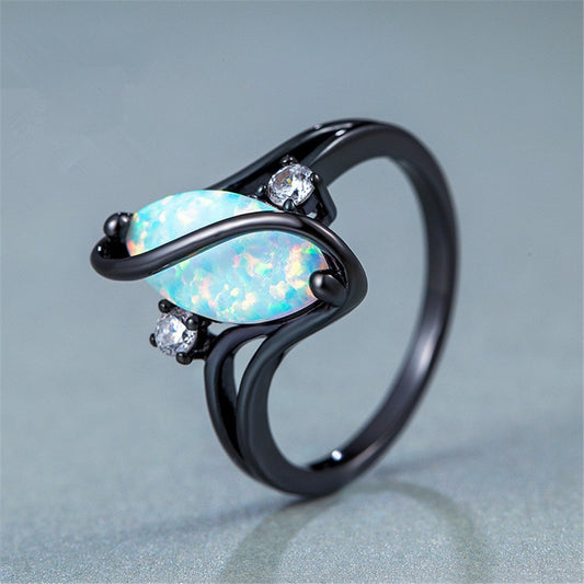 Shuvee – Bague Œil de Cheval S Dorée Bleu & Noir