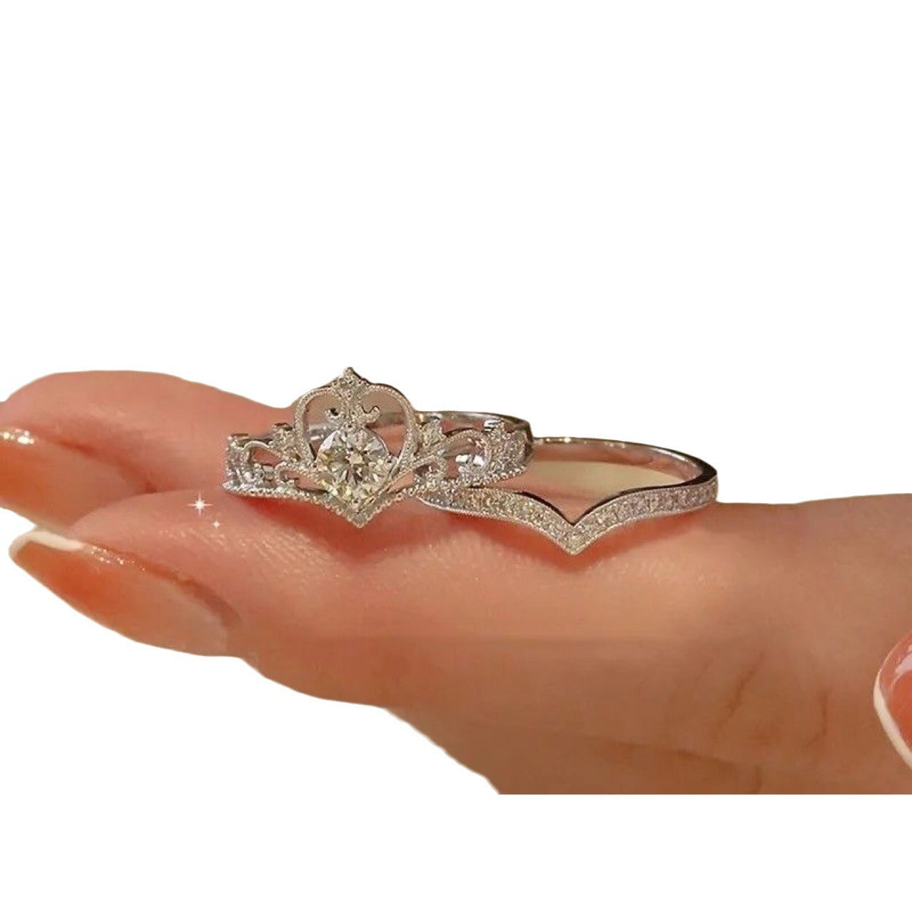 Trisha – Bagues Couronne Argent Rayonnantes