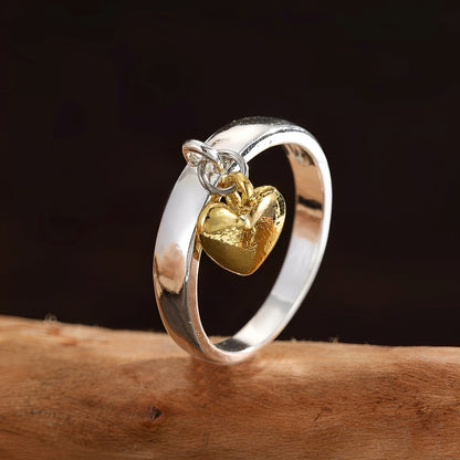 Maelie – Bague Argent Cœur Mobile Style Rétro