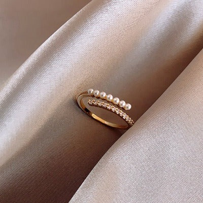 Alina – Bague Chic Réglable en Or & Zircon