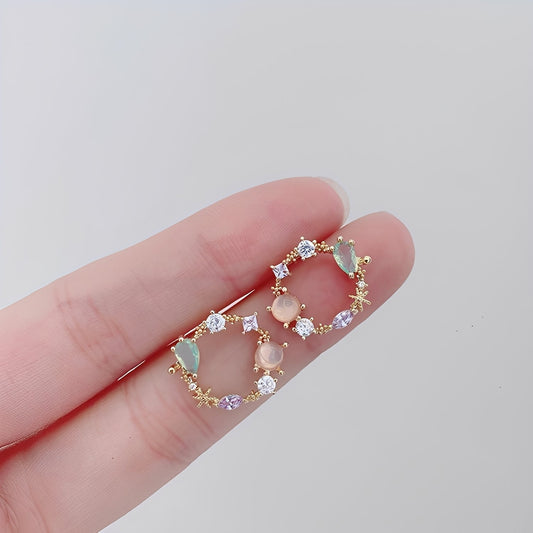 Charlene – Boucles d'Oreilles Florales en Cristal en Or Rose