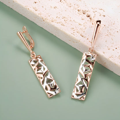 Simone – Boucles d'Oreilles Rectangulaires Élégantes en Or et Argent