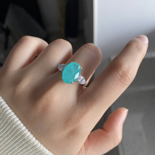 Anika – Bague Statement avec Pierre Azure