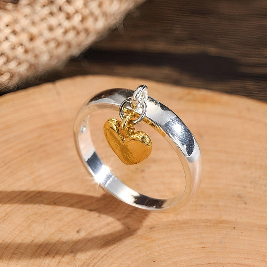 Maelie – Bague Argent Cœur Mobile Style Rétro