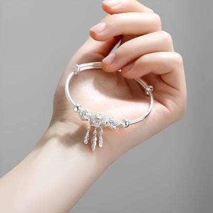 Aiyana – Bracelet Attrape-Rêves Ajustable en Argent 925