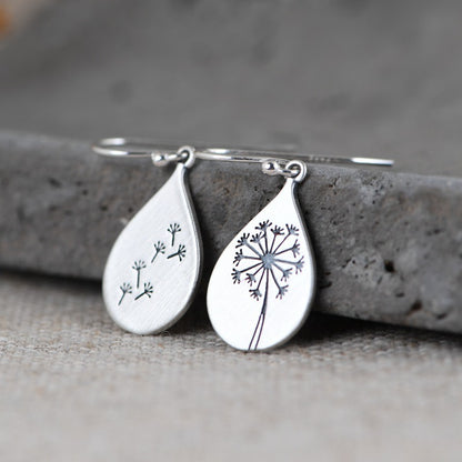 Silvaine – Boucles d’Oreilles Feuilles de Pissenlit en Argent Finement Ouvragé