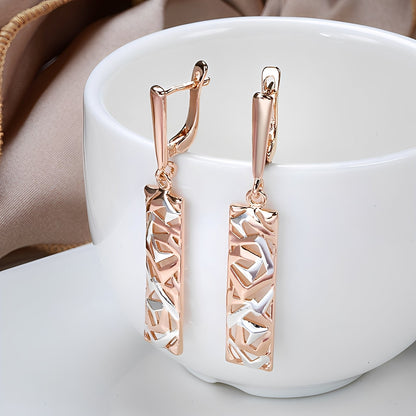 Simone – Boucles d'Oreilles Rectangulaires Élégantes en Or et Argent