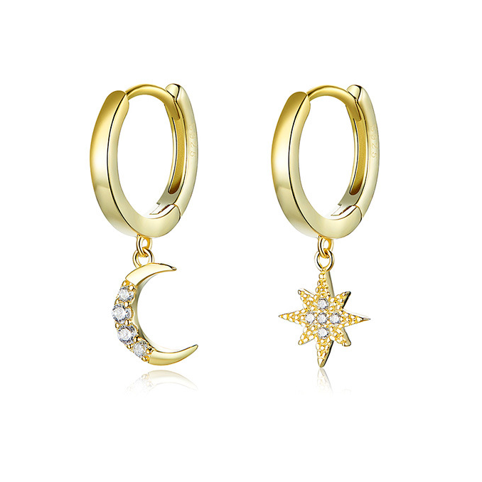 Celestia – Boucles d’Oreilles Étoile & Lune Dorées
