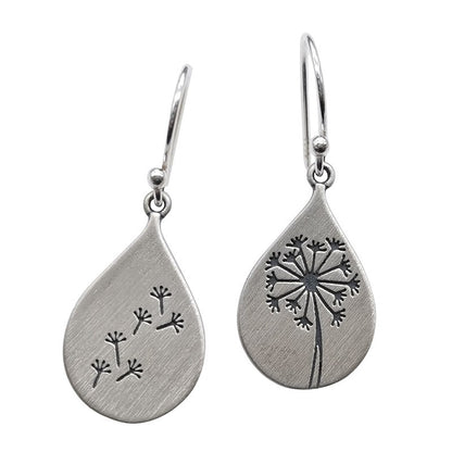 Silvaine – Boucles d’Oreilles Feuilles de Pissenlit en Argent Finement Ouvragé