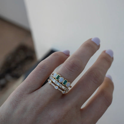 Selene – Bagues Vintage avec Opale Blanche et Verte