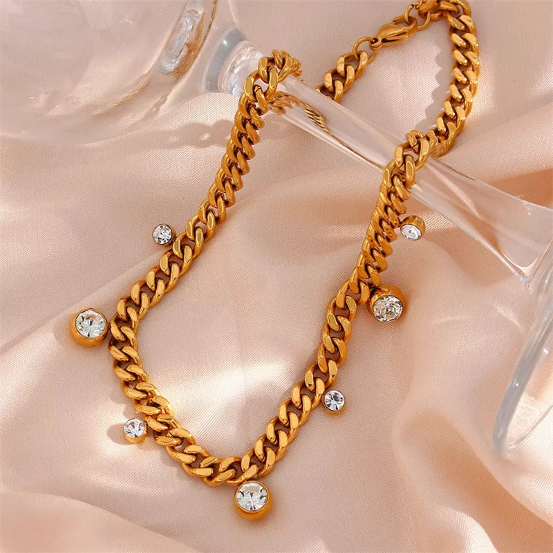 Juliette – Collier Vintage Rond en Cristal et Acier Inoxydable