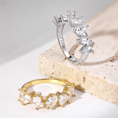 Keiko – Bague Anneau Sertie de Diamants à Taille Mixte