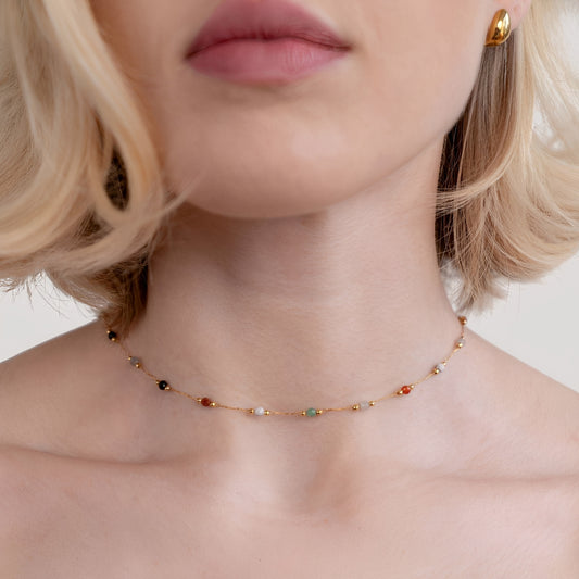 Malou – Collier Maillons Colorés avec Perles