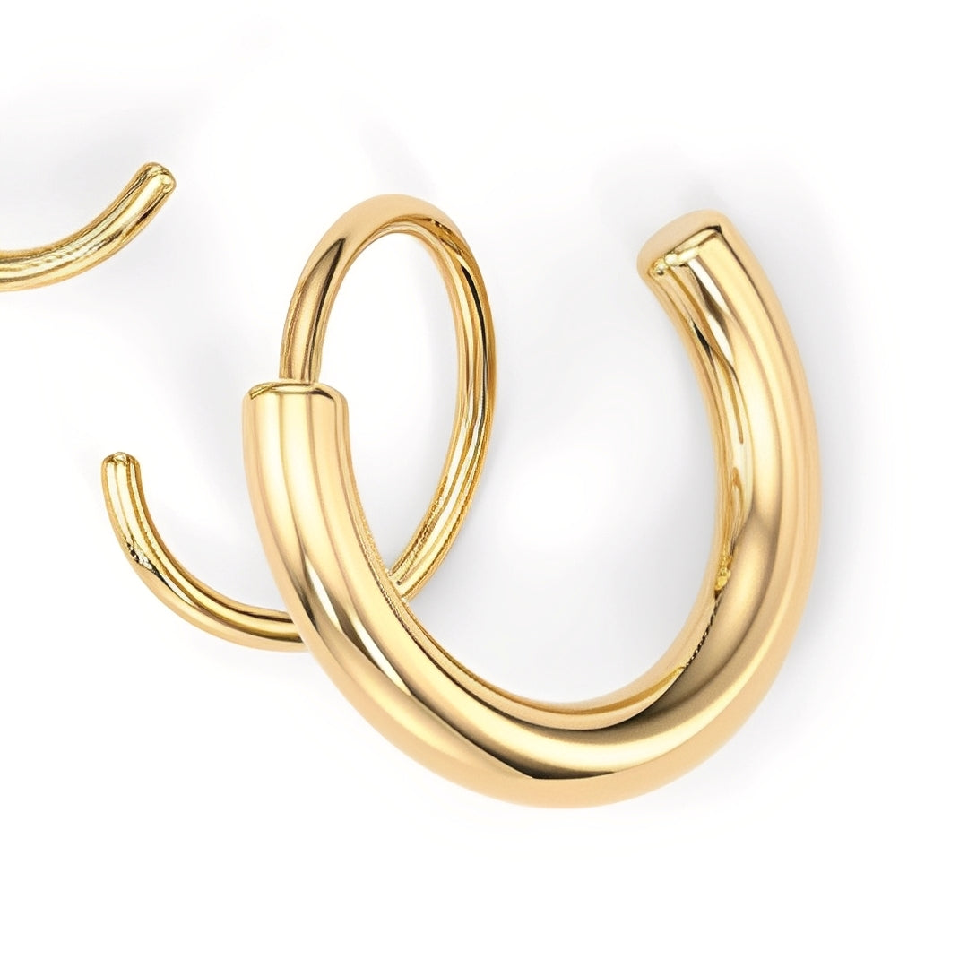 Nina – Boucles d'oreilles Double Cercle Spirale Tordue en Cuivre