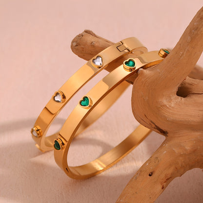 Anna – Bracelet cœur pêche micro-serti en acier inoxydable