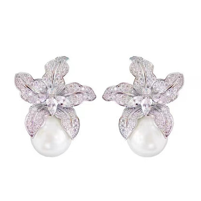 Isaline – Boucles Raffinées Fleur et Perle