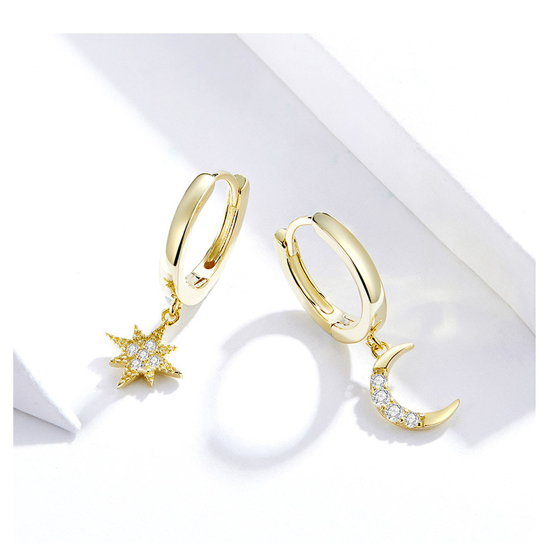 Celestia – Boucles d’Oreilles Étoile & Lune Dorées