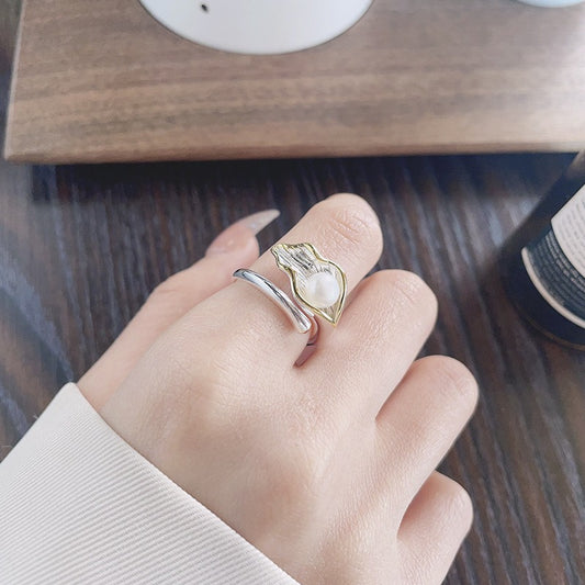 Camille – Bague Vintage Raffinée Perle Bicolore