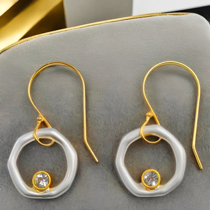 Vanya – Boucles d'Oreilles Vintage en Or et Argent avec Circonia