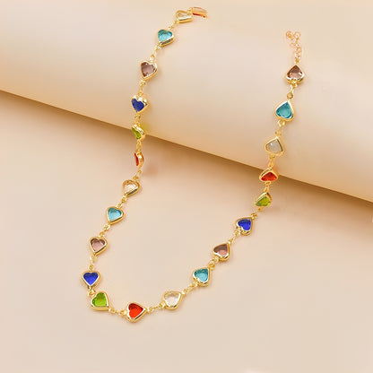Amara – Collier de Cœurs en Cristal Multicolore
