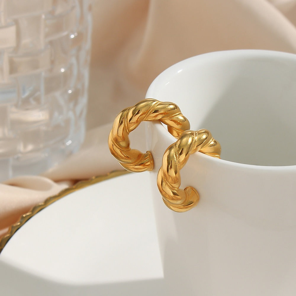 Carmen – Boucles d’Oreilles en Plaqué Or Forme Twist