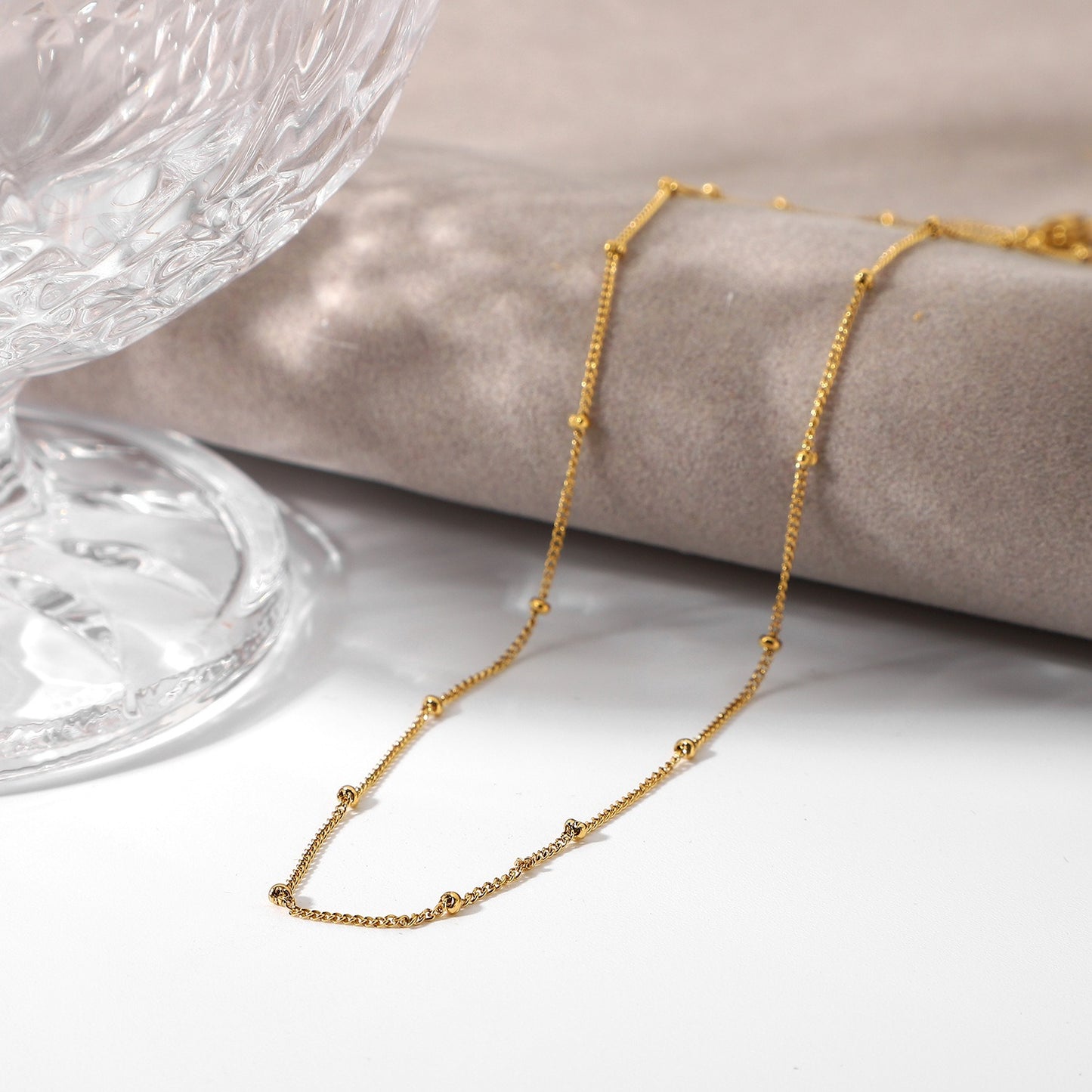 Niyah Bead Gold Chain Necklace