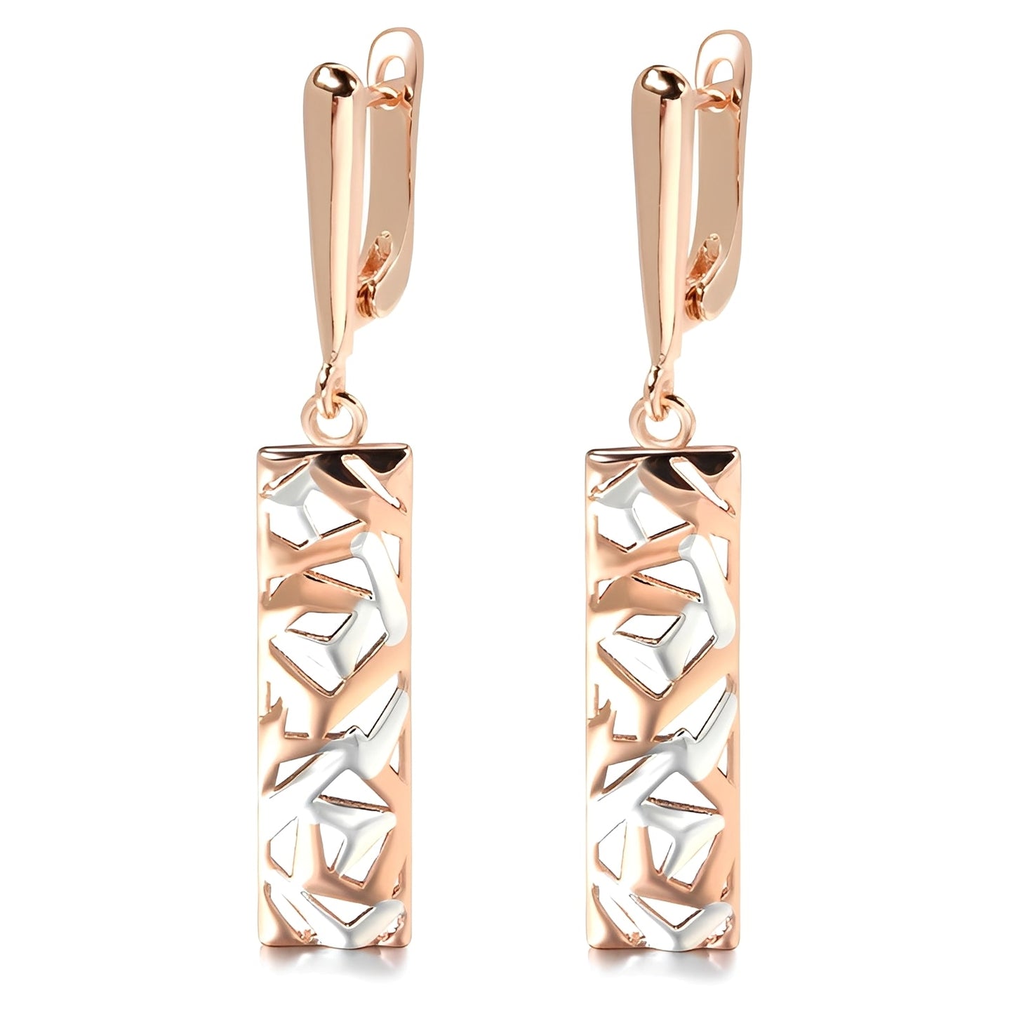 Simone – Boucles d'Oreilles Rectangulaires Élégantes en Or et Argent