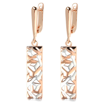 Simone – Boucles d'Oreilles Rectangulaires Élégantes en Or et Argent