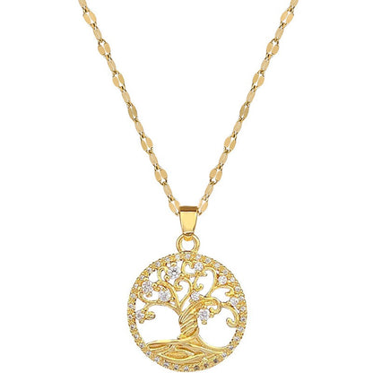 Samira – Collier Arbre de Vie Doré avec Zirconium
