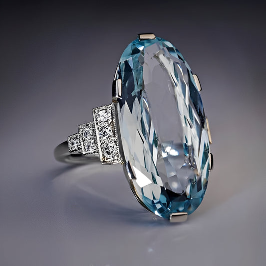 Analisse – Bague Ovale Cristal Bleu