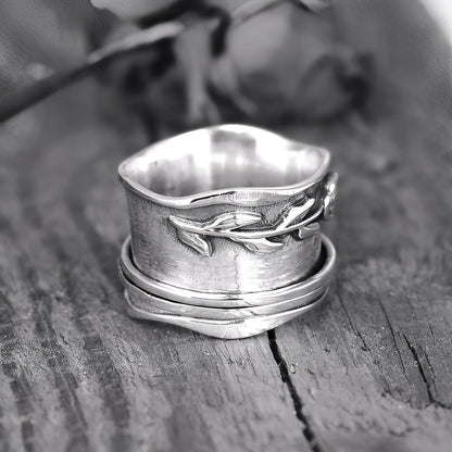 Bague Fleur Rose Vintage en Argent