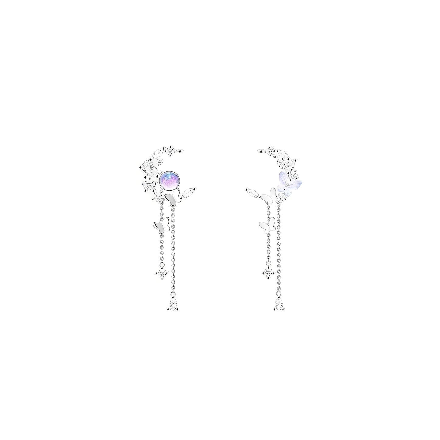 Nelly – Boucles d’Oreilles Lune et Papillons