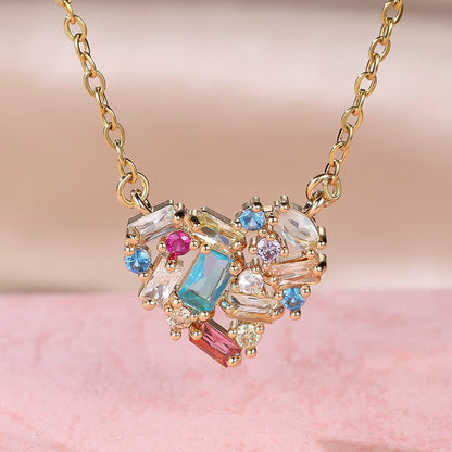 Ariel – Collier Cœur en Cristal Multicolore