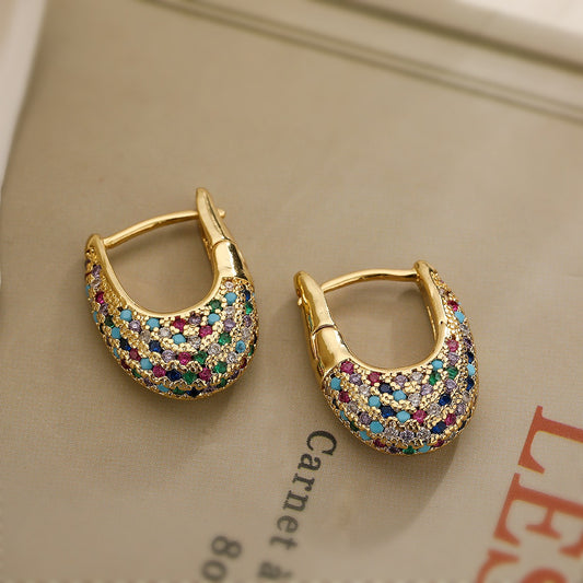 Soraya – Boucles d’Oreilles Élégantes Incrustées de Cristaux Colorés