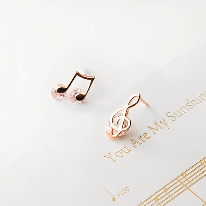 Reina – Boucles d’Oreilles Musicales en Or avec Zirconia