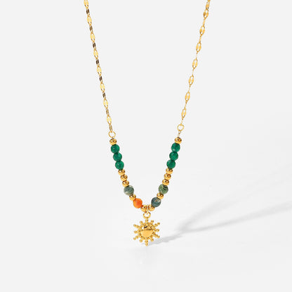Syra – Collier Soleil en Pierres Naturelles Dorées