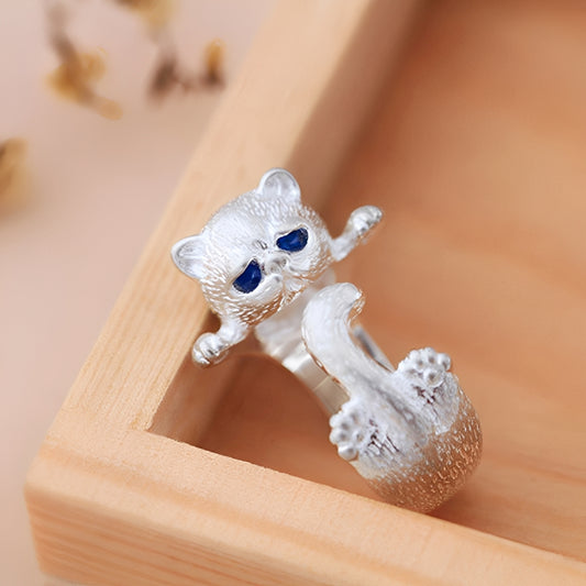 Louna – Bague Petit Chat Ajustable Argent 925