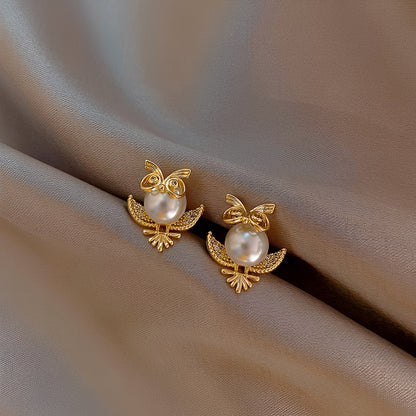 Aveline – Boucles d’Oreilles Hibou en Or