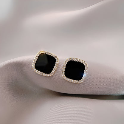 Catherine – Boucles d'Oreilles Onyx et Diamants Éternels