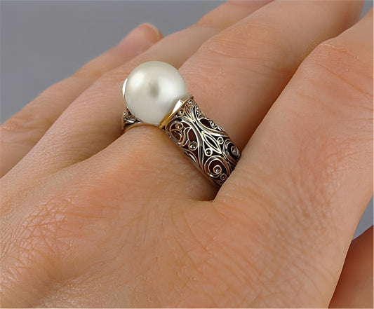 Isabelle – Bague Vintage Dorée à Perle