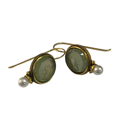 Nolwenn – Boucles Vintage Perle et Émeraude