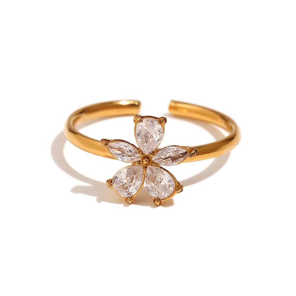 Jikka – Bague Fleur Dorée à Cinq Pétales