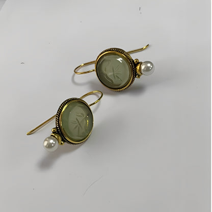 Nolwenn – Boucles Vintage Perle et Émeraude