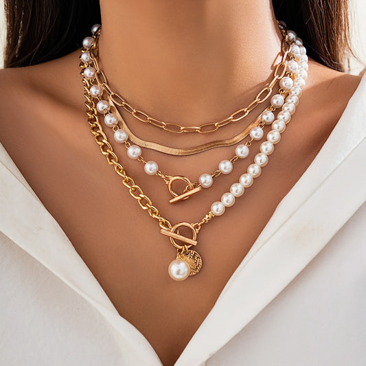 Alba – Collier Doré à Chaînes Superposées avec Perles