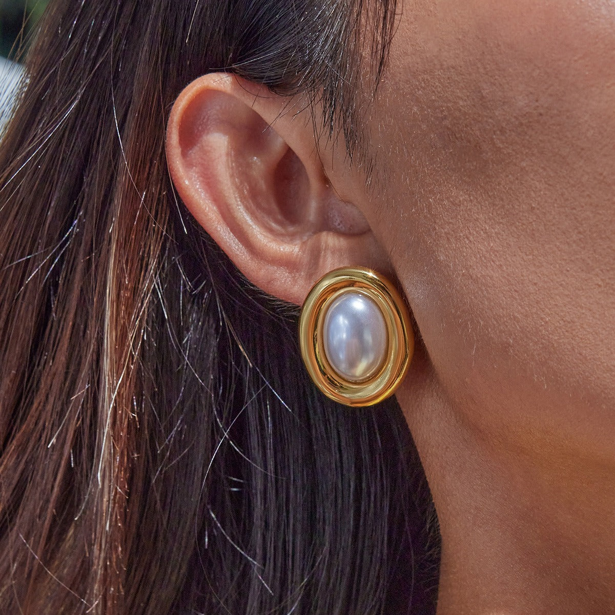 Colette – Boucles d'Oreilles Perle Vintage en Acier Inoxydable