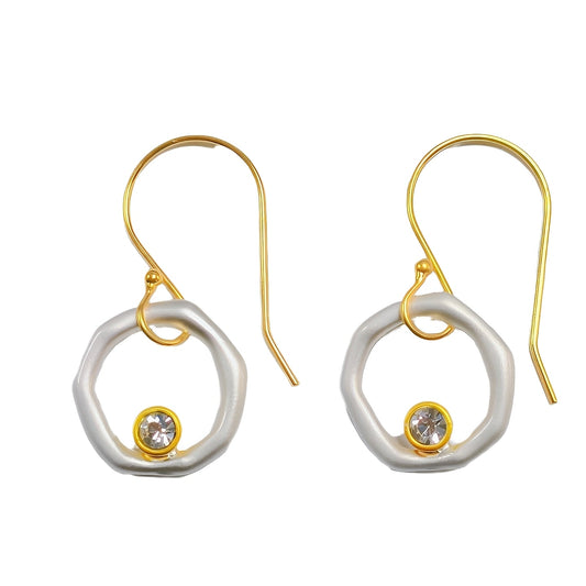 Vanya – Boucles d'Oreilles Vintage en Or et Argent avec Circonia