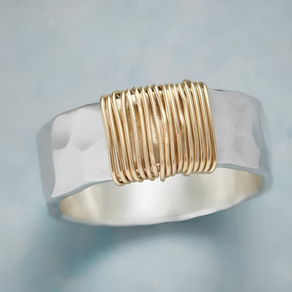 Cecile – Bague Argent Raffinée aux Fils Dorés