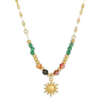 Mindy – Collier Soleil Doré avec Pierre Naturelle