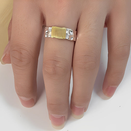 Cecile – Bague Argent Raffinée aux Fils Dorés